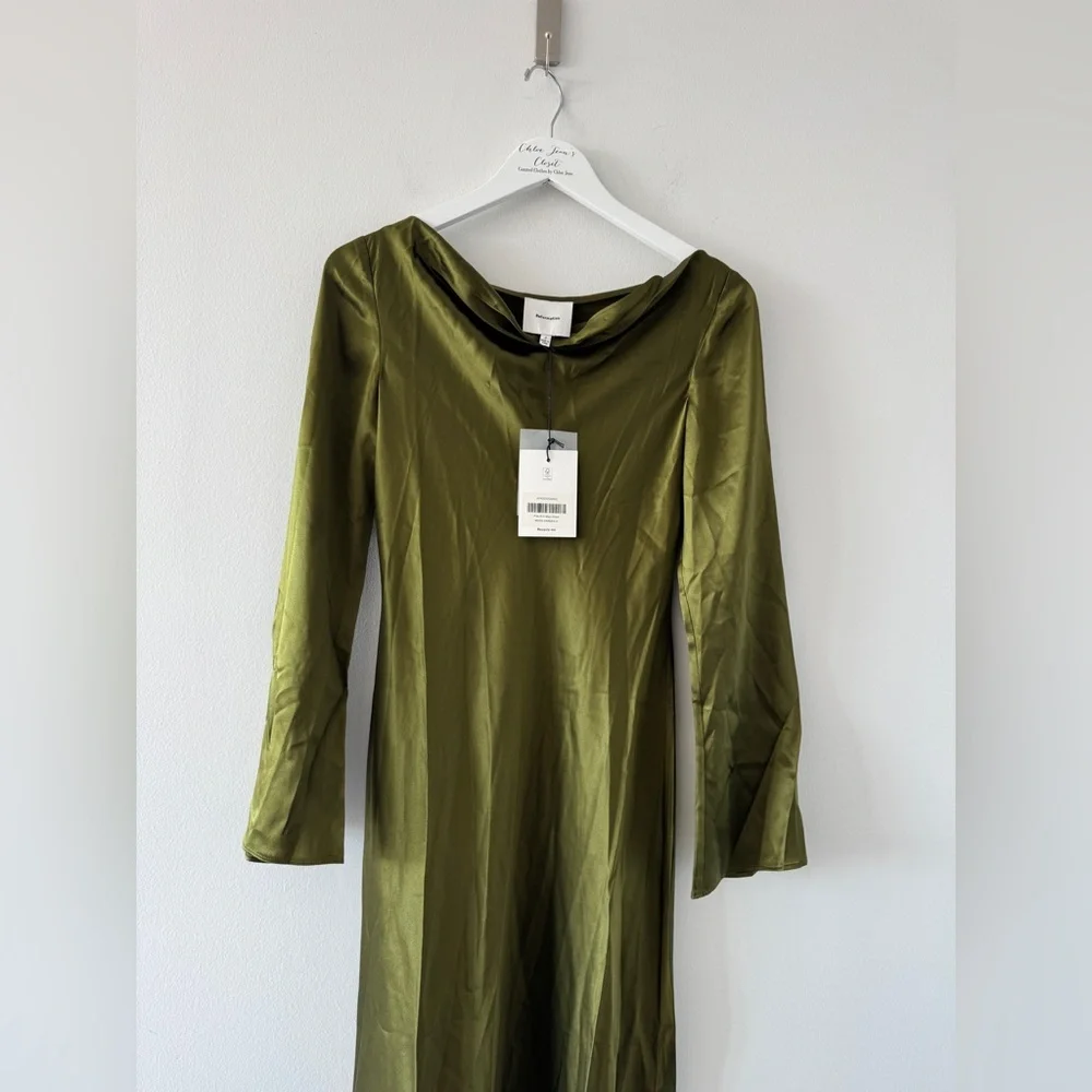 REFORMATION NWT Pike Silk Maxi Dress in Moss - Picture 11 of 14